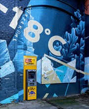 Graffiti on the ATM, RAW grounds, Friedrichshain, Berlin, Germany, Europe