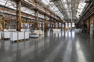 Factory hall in the Boehler Werke area, exhibition halls, Duesseldorf, North Rhine-Westphalia, Germany, Europe