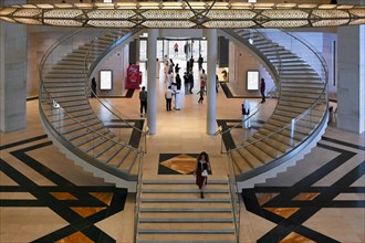 Interior view of the Museum of Islamic Art by the archtics Ieoh Ming Pei and Jean-Michel Wilmotte, Doha, Qatar, Asia