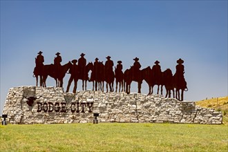 Dodge City, Kansas, A cowboy sculpture welcomes visitors to Dodge City