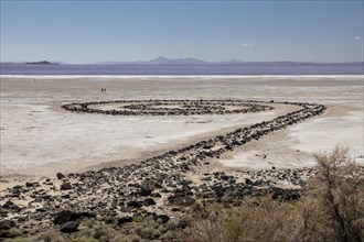 Promontory, Utah, The Spiral Jetty, an earthwork sculpture created by Robert Smithson in 1970 in Great Salt Lake. The sculpture was underwater for 30 years but is now on dry land due to the historic d...