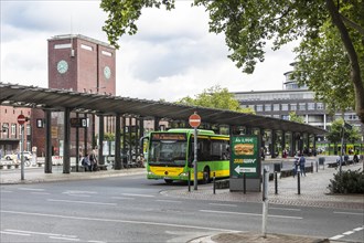 Bus station in front of the main station, Ruhr area, Oberhausen, North Rhine-Westphalia, North Rhine-Westphalia, Germany, Europe