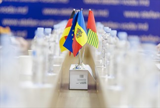 Symbolic image on the subject of diplomacy, flags at the visit of Germany to Moldova, Stefan Voda, 20.01.2023., Moldova, Europe