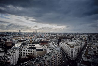 View of Berlin Mitte in east direction with a cloudy sky. Berlin, 21.02.2023, Berlin, Germany, Europe