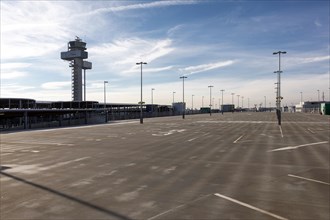 Duesseldorf Airport, DUS, parking, parking spaces, empty parking decks in Airport International car parks in lockdown in Corona crisisAirport International, Duesseldorf Airport, airfield, taxiway, Due...