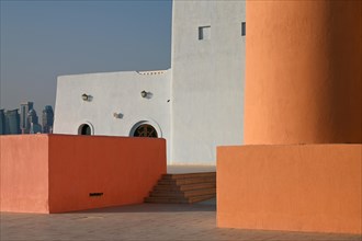 Colourful houses in Mina District, Mia Park, Old Port Doha, Qatar, Asia