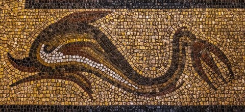 Fish mosaic from Kos, 3rd century, Grand Masters Palace built in the 14th century by the Johnnite Order, fortress and palace for the Grand Master, UNESCO World Heritage Site, Old Town, Rhodes Town, Gr...
