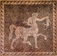 Mosaic with Cenrtaur after the hunt, Archaeological Museum in the former Order Hospital of the Knights of St. John, 15th century, Old Town, Rhodes Town, Greece, Europe