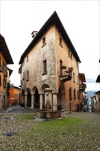 Historic old town, rainy weather, Cannobio, Lago Mggiore, Verbano-Cusio-Ossola, Piedmont, Italy, Europe