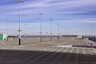 Duesseldorf Airport, DUS, parking, parking spaces, empty parking decks in Airport International car parks in lockdown in Corona crisisAirport International, Duesseldorf Airport, airfield, taxiway, Due...