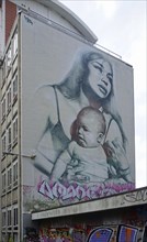 Mother with Child by El Mac, Street Art, Bristol, England, Great Britain