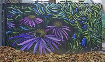 Flowers and petals, Street Art, Bristol, England, Great Britain