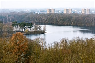 Six-lake plateau in Duisburg-Wedau, refuge at the Wildfoerstersee lake, Duisburg, North Rhine-Westphalia, Germany, Europe
