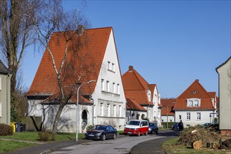 Gartenstadt Welheim settlement in Bottrop, listed building, the workers settlement is part of the Route of Industrial Heritage, Bottrop, North Rhine-Westphalia, Germany, Europe