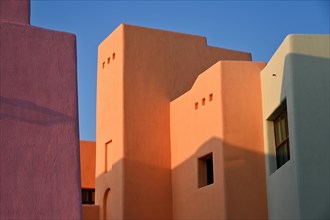 Colourful houses in Mina District, Mia Park, Old Port Doha, Qatar, Asia