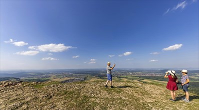 View from Breitenstein, rock plateau on the northern edge of the Swabian Alb, Bissingen an der Teck, Baden-Wuerttemberg, Germany, Europe