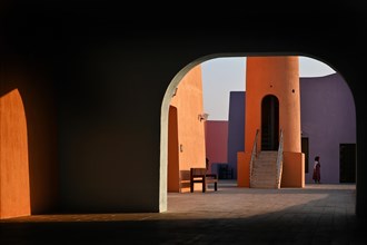 Colourful houses in Mina District, Mia Park, Old Port Doha, Qatar, Asia