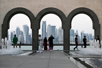 View of the skyline of Doha, Qatar, from the terrace of the Museum of Islamic Art by the archtics Ieoh Ming Pei and Jean-Michel Wilmotte, Asia
