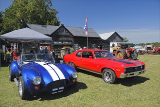 Vintage cars, farmland antique event, Province of Quebec, Canada, North America
