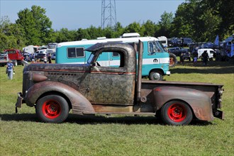 Vintage truck, farmland antique event, Province of Quebec, Canada, North America