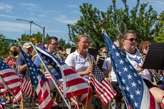 Hutchinson, Kansas, The Hutchinson Municipal Band plays during the annual July 4 Patriots Parade in rural Kansas