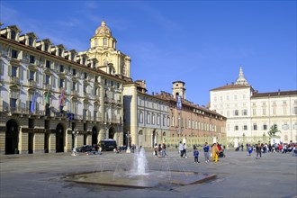 Piazza Castello, with San Lorenzo, Turin, Piedmont, Italy, Europe