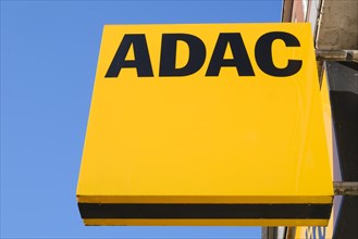 Facade with logo and sign, ADAC, Allgemeiner Deutscher Automobil-Club, Hagen, North Rhine-Westphalia, Germany, Europe