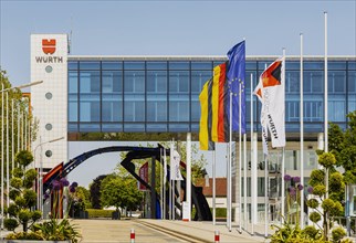 Wuerth Group, fastening and assembly technology, company building and logo at company headquarters Kuenzelsau, Baden-Wuerttemberg, Germany, Europe