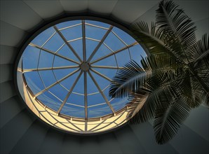 Round window in the roof of a building, Lanazrote, Canary Islands, Spain, Europe