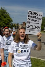Oxford, Michigan USA, 11 June 2022, Hundreds rallied for tighter gun control laws in the town where four students were shot and killed at Oxford High School in November 2021. It was one of many rallie...