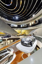 Mercedes Museum, Stuttgarts most visited museum is part of the Mercedes-Benz World in Untertuerkheim and with its vehicles and classic cars recalls the early days of the automobile, Architecture Ben v...