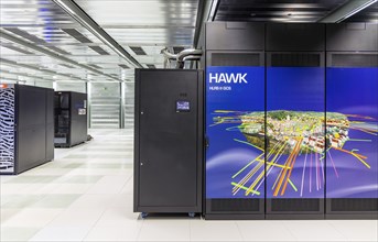 University computer centre, HAWK high-performance computer, one of the fastest computers in the world. High Performance Computing Centre of the University HLRS, Stuttgart, Baden-Wuerttemberg, Germany,...