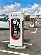 Tesla charging stations for electric vehicles, Supercharger, electric charging station, Sweden, Europe
