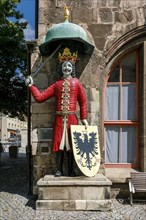 Nordhausen Roland from 1717 at the Old Town Hall, Nordhausen, Thuringia, Germany, Europe