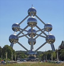 Atomium, iron molecule, stainless steel spheres, World Exhibition 1985, Heysel Plateau, Laeken, Brussels, Belgium, Europe