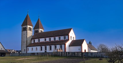 Catholic parish church of St. Peter and Paul, former collegiate church, in Niederzell on the island of Reichenau in the Lake Constance district, Romanesque columned basilica, Unesco World Heritage Sit...