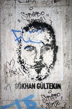 Stencel of Goekhan Gueltekin, was murdered in the racist attack in Hanau, Berlin, Germany, 19 February 2020, Europe