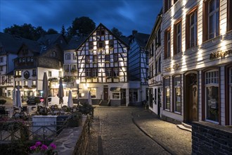 Historic Old Town Monschau in the Evening, Northern Eifel, Eifel, Monschau, North Rhine-Westphalia, North Rhine-Westphalia, Germany, Europe