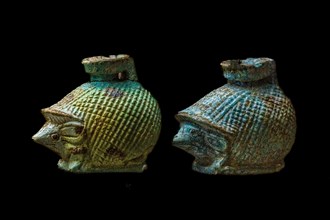 Faience vases in the shape of a hedgehog, 550 B.C., Kechraki, grave goods for a child, Archaeological Museum in the former Order Hospital of the Knights of St. John, 15th century, Old Town, Rhodes Tow...