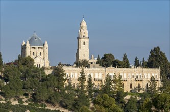 Dormitio Abbey with Basilica and Bell Tower on Mount Zion, Jerusalem, Israel, Asia