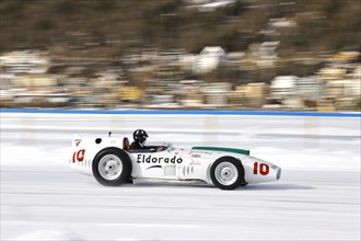 Maserati 420M-58 Eldorado Special on the frozen lake, built 1958, The ICE, St. Moritz, Engadin, Switzerland, Europe