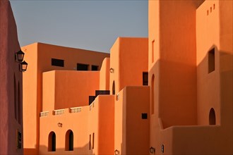 Colourful houses in Mina District, Mia Park, Old Port Doha, Qatar, Asia