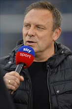 Coach Andre Breitenreiter TSG 1899 Hoffenheim in interview Microphone Logo SKY, PreZero Arena, Sinsheim, Baden-Wuerttemberg, Germany, Europe