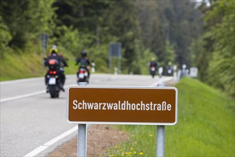 The Black Forest High Road is one of the oldest and best-known holiday routes in Germany. It is part of the Bundesstrasse 500 and a popular route for motorcyclists, Baiersbronn, Baden-Wuerttemberg, Ge...