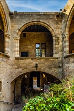 Hostel of the French, Knights Street in Old Town from the time of the Order of St. John, only surviving 16th century street in late Gothic style, Oddos Ippoton, Rhodes Town, Greece, Europe