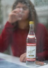 An 11-year-old girl stands as a model. Symbol photo alcoholism, Germany, Europe
