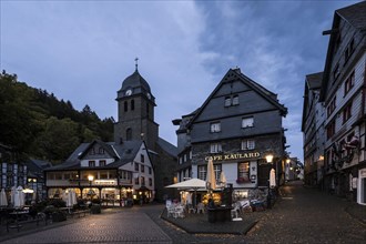 Historic Old Town Monschau in the Evening, Northern Eifel, Eifel, Monschau, North Rhine-Westphalia, North Rhine-Westphalia, Germany, Europe