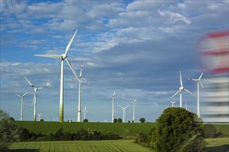 Wind turbines of a wind farm near Stoessen in Saxony-Anhalt. Stoessen, 06.06.2022, Stoessen, Germany, Europe