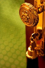 Antique door knob with key in lock