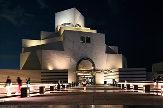 Entrance area of the Museum of Islamic Art by the archtics Ieoh Ming Pei and Jean-Michel Wilmotte, Doha, Qatar, Asia